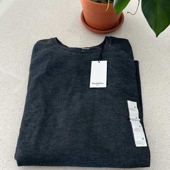 NWT Goodfellow & Co Long Sleeve Textured Crew Neck Gray XL Standard Fit - Picture 5 of 9